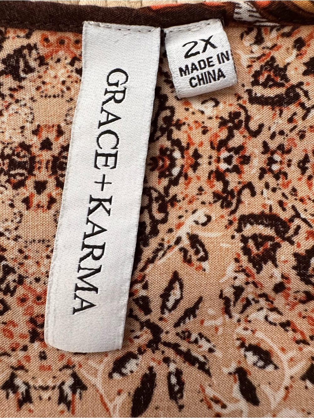 Grace + Karma Boho Floral Peasant Blouse Tassel Tie Statement Sleeves 2X - Picture 5 of 8
